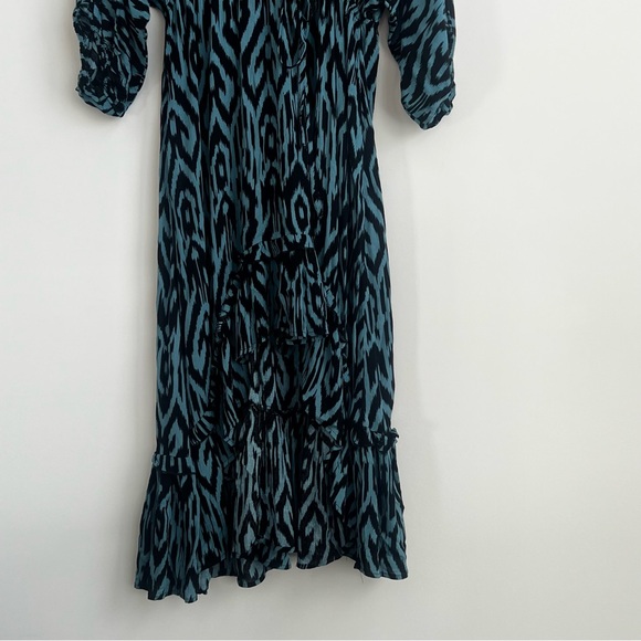 Umgee Plus Ikat Print High Low Dress XL Ruffle Boho Hippie Ruffle Tie Waist - Picture 4 of 16